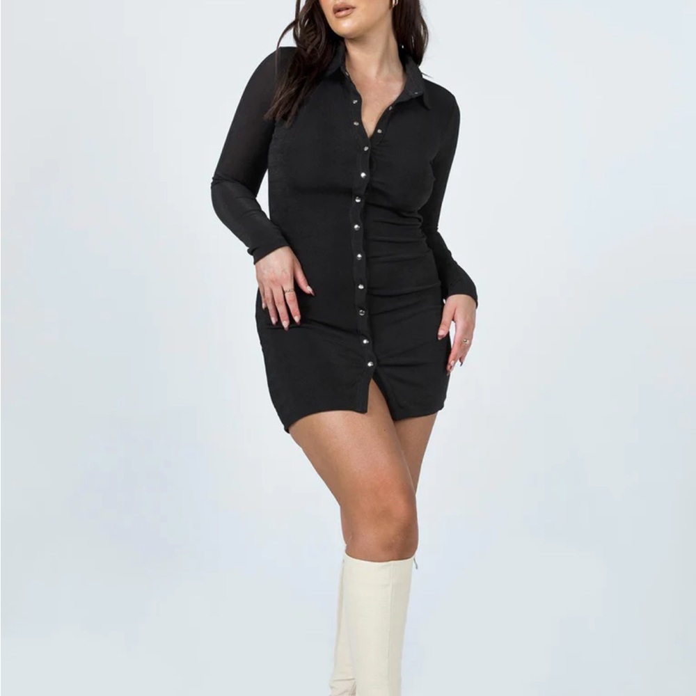 NWT Princess Polly Elody Long Sleeve Mini Dress Black -size 6